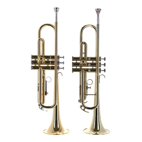 1853 - Yamaha YTR 1335 gold lacquered trumpet, ser. no. 530022, mouthpiece, case; also a Lafleur gold lacqu... 