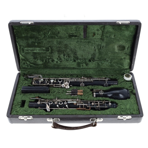 1860 - Good blackwood oboe d'amore by and stamped Moennig, ser. no. 8039, fully automatic with nickel keys ... 