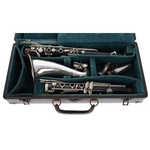 1867 - Good American alto clarinet by and stamped H.Bettoney, Boston, U.S.A., with nickel keys and silver p... 