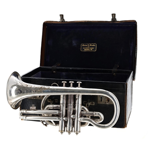 1868 - Boosey & Hawkes silver plated cornet in Bb and A, inscribed Boosey & Hawkes Ltd, Makers, 295... 