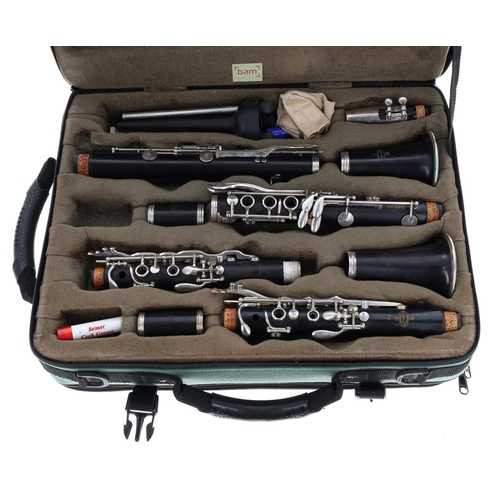 1870 - Pair of matched cased ebonised clarinets stamped Buffet Crampon & Cie á Paris (A), ser. no. 4193... 