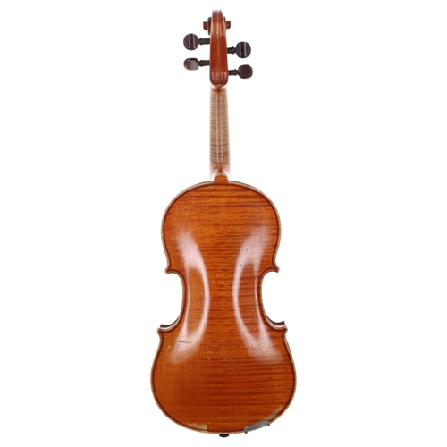 2021 - Half size French violin labelled fait dans l'Atelier de Charles Brugere, Paris 1898, 12 3/8