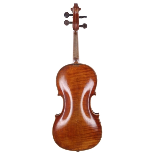 2029 - Late 19th century violin stamped J.D.1806. below the button on the back, 14 3/16