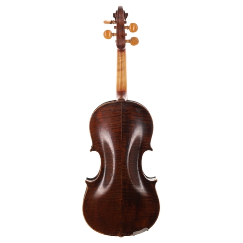 2418 - Interesting early English violin with inked purfling, indistinctly branded below the button ...Hayma... 