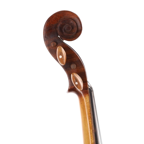 2418 - Interesting early English violin with inked purfling, indistinctly branded below the button ...Hayma... 