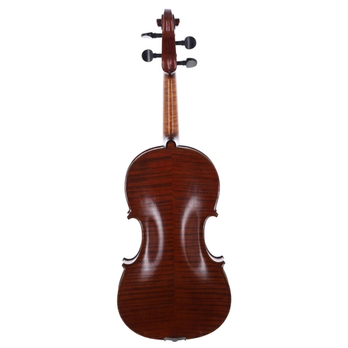 2438 - Good English violin by and labelled E. Whitmarsh, London, the two piece back of faint medium cu... 