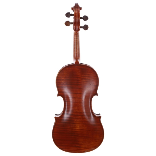 2439 - French violin labelled Amedee Dieudonne, no. 787, Anno 1934, the one piece back of faint medium curl... 