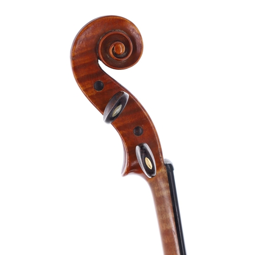 2439 - French violin labelled Amedee Dieudonne, no. 787, Anno 1934, the one piece back of faint medium curl... 