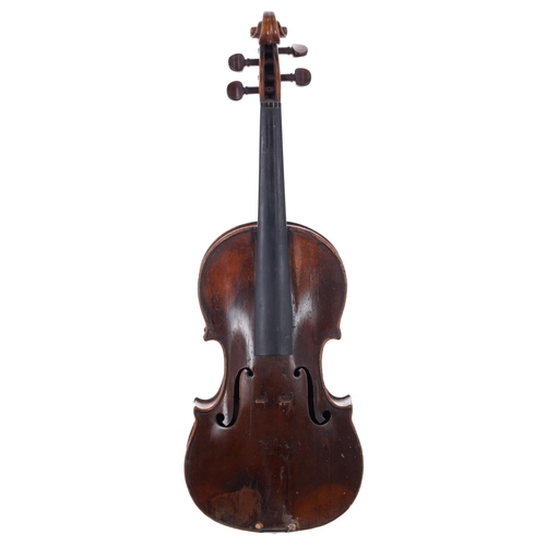 2444 - French violin by and stamped D Nicolas Aine Á La Ville de Cremonne, the one piece back of fai... 