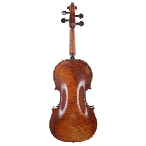 2444 - French violin by and stamped D Nicolas Aine Á La Ville de Cremonne, the one piece back of fai... 