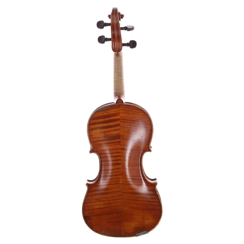 2448 - Late 19th century violin by and labelled Carlo Storioni, Cremonensis Faciebat 1893, the two piece ba... 