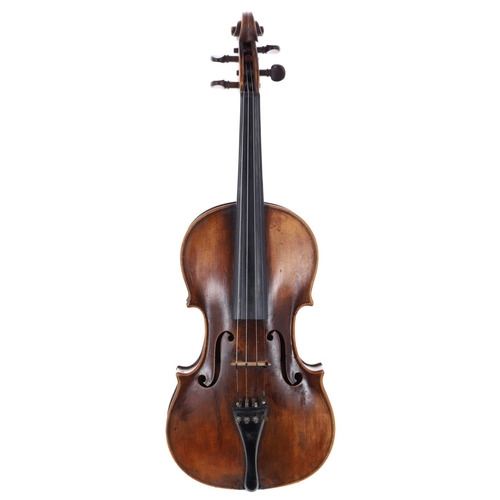 2449 - French violin of the Bernardel School circa 1860, unlabelled, the one piece back of distinctive broa... 