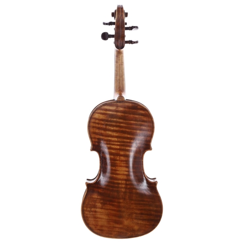 2449 - French violin of the Bernardel School circa 1860, unlabelled, the one piece back of distinctive broa... 