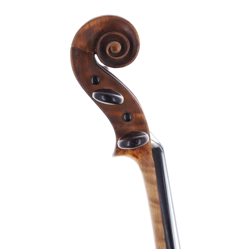 2449 - French violin of the Bernardel School circa 1860, unlabelled, the one piece back of distinctive broa... 