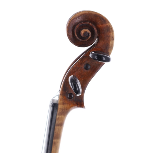 2449 - French violin of the Bernardel School circa 1860, unlabelled, the one piece back of distinctive broa... 