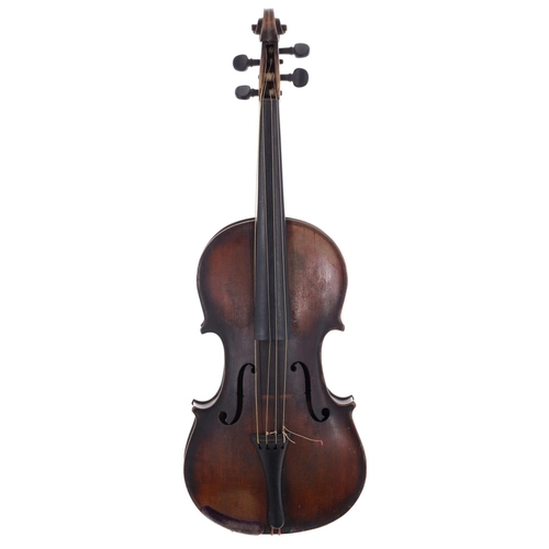 2456 - French violin of the Caussin School circa 1890, the one piece back of faint medium curl with similar... 