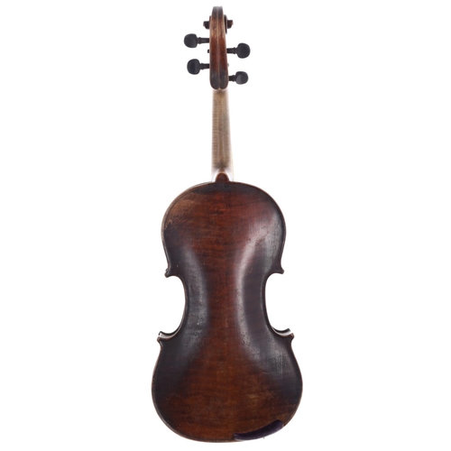 2456 - French violin of the Caussin School circa 1890, the one piece back of faint medium curl with similar... 