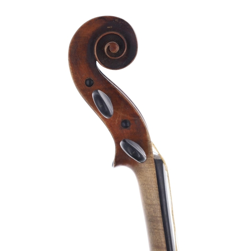 2456 - French violin of the Caussin School circa 1890, the one piece back of faint medium curl with similar... 