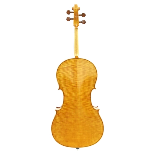 2506 - German violoncello by and labelled Wolfgang A. Knorr, 1970 and signed on the label, the two-piece ba... 