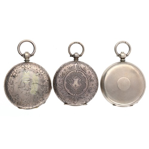 131 - Silver cylinder engraved fob watch, the movement signed Cobias & Fils, silvered dial, 40mm; toge... 