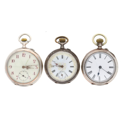 136 - Silver (0.800) lever engine turned pocket watch, inscribed cuvette, 49mm (case at fault); together w... 