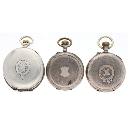 136 - Silver (0.800) lever engine turned pocket watch, inscribed cuvette, 49mm (case at fault); together w... 