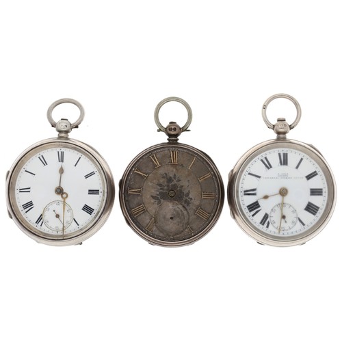 140 - Silver lever engine turned pocket watch, the movement signed Otto Wehrle, Cambridge, 53mm; together ... 