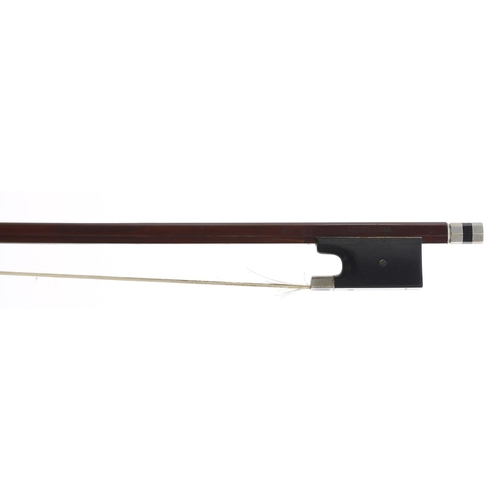 2228 - Nickel mounted violin bow stamped Vuillaume á Paris, 65gm (partially haired and without lapping)... 