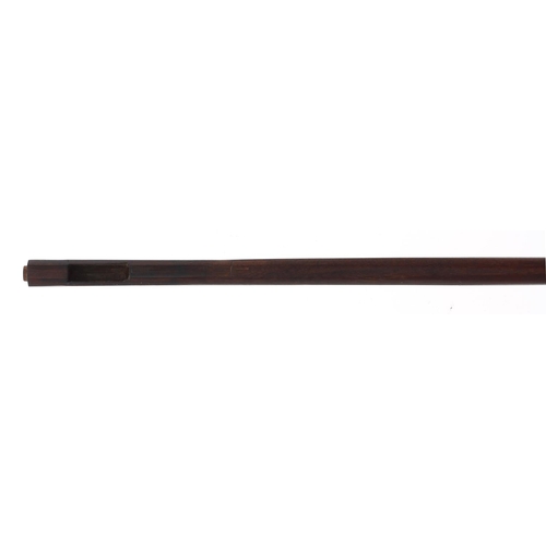 2244 - 19th century French violoncello bow stick faintly stamped Peccatte, 45gm