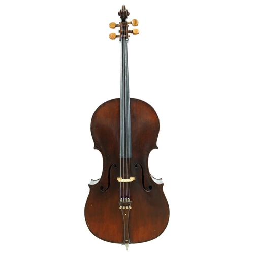 2515 - Neuner and Hornsteiner violoncello circa 1880, the two piece back of plainish wood with similar wood... 