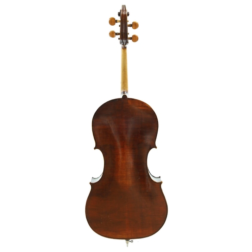 2515 - Neuner and Hornsteiner violoncello circa 1880, the two piece back of plainish wood with similar wood... 