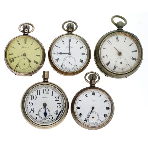 161 - Limit silver lever pocket watch for repair, signed movement and dial, Dennison case, 51mm; together ... 