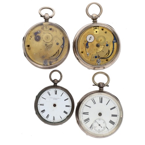 163 - Silver fusee lever engine turned pocket watch for repair, unsigned movement, 49mm; together with a s... 