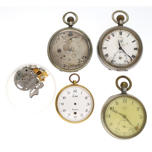 164 - Two Limit No. 2 lever nickel cased pocket watches for repair (one lacking glass and subsidiary hand)... 