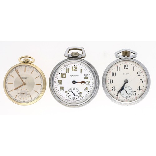 167 - Elgin National Watch Co. nickel cased lever pocket watch for repair, 50mm; together with an American... 