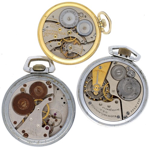 167 - Elgin National Watch Co. nickel cased lever pocket watch for repair, 50mm; together with an American... 