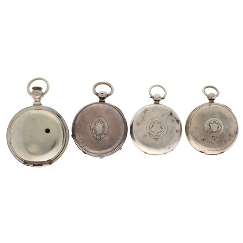 168 - American Waltham coin silver lever hunter pocket watch, 59mm (lacking case back); together with an A... 