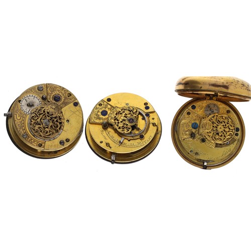 174 - Gilt metal verge pocket watch for repair, the fusee movement signed Price Evans, Shrewsbury, 42mm (l... 