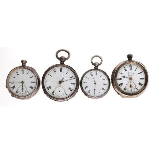 175 - S&Co. silver lever engine turned pocket watch for repair, 44mm; together with a silver lever eng... 