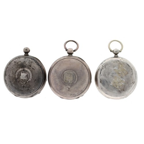 178 - Two American Waltham silver lever engine turned pocket watches for repair (one lacking glass and bow... 