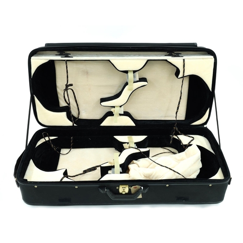 2045 - Good modern quad fitted violin case with provision for four bows