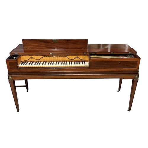 1547 - Good square piano by Christopher Ganer circa 1790-1795, the mahogany case with multiple stringing an... 