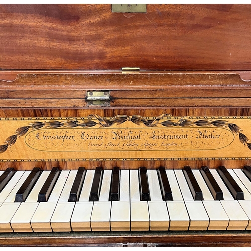 1547 - Good square piano by Christopher Ganer circa 1790-1795, the mahogany case with multiple stringing an... 