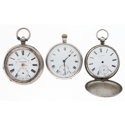 183 - Silver lever engine turned pocket watch for repair, 50mm (lacking bow and subsidiary hand); together... 