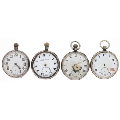 188 - Four silver lever pocket watches for repair (4)