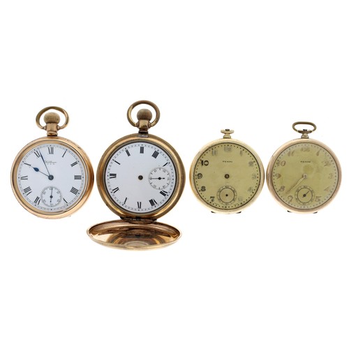 198 - American Waltham gold plated lever pocket watch for repair, Dennison Star case, 51mm; together with ... 