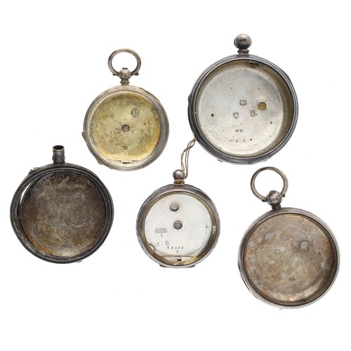 222 - Five silver pocket watch cases (faults)