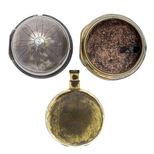 223 - Silver high dome outer pocket watch case, London 1857, together with a gilt metal verge outer pocket... 