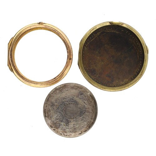 225 - Gilt metal and tortoiseshell pocket watch case, 53mm; together with a gilt metal pocket watch case w... 