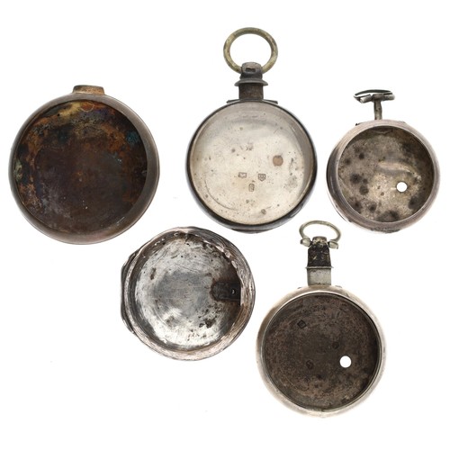 227 - Small white metal verge pocket watch case; together with a white metal outer pocket watch case (at f... 